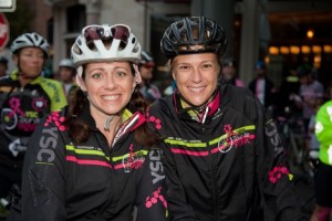 Jen Merschdorf (left) at 2013 West Coast TdP, with YSC State Leader and survivor Kate McGough. (Photo by Capture 14)